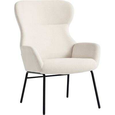 HOMCOM Fauteuil rembourré moderne de style oreilles, dossier haut, rembourrage épais, pieds en acier, blanc crème - Publicité HOMCOM Fauteuil rembourré moderne de style oreilles, dossier haut, rembourrage épais, pieds en acier, blanc crème - Publicité