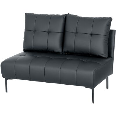 HOMCOM Canapé 2 Places en Simili Cuir Sans Accoudoirs et Capitonné Boutonné, 115x73x83 cm, Noir - Publicité HOMCOM Canapé 2 Places en Simili Cuir Sans Accoudoirs et Capitonné Boutonné, 115x73x83 cm, Noir - Publicité