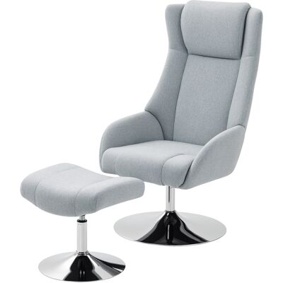 HOMCOM Fauteuil rembourré pivotant avec repose-pieds, inclinable, fauteuil rembourré avec accoudoirs, pour salon, chambre à coucher, Gris - Publicité HOMCOM Fauteuil rembourré pivotant avec repose-pieds, inclinable, fauteuil rembourré avec accoudoirs, pour salon, chambre à coucher, Gris - Publicité