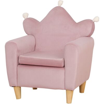 HOMCOM Fauteuil pour Enfants en Tissu Effet Velours Rose avec Dossier en Forme de Couronne, 50,2x41,9x57,8 cm - Publicité HOMCOM Fauteuil pour Enfants en Tissu Effet Velours Rose avec Dossier en Forme de Couronne, 50,2x41,9x57,8 cm - Publicité