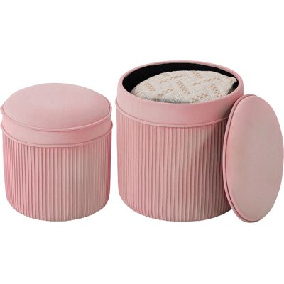 HOMCOM Set 2 Poufs Repose-Pieds Ronds Empilables et Rembourrés avec Revêtement en Velours, Coffre de 34,8 L, Rose - Publicité HOMCOM Set 2 Poufs Repose-Pieds Ronds Empilables et Rembourrés avec Revêtement en Velours, Coffre de 34,8 L, Rose - Publicité