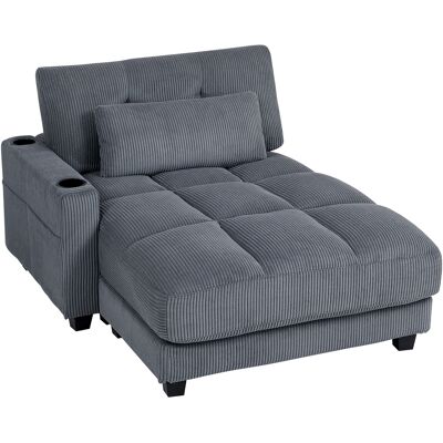 HOMCOM Canapé-lit avec coussin, mousse, convertible en lit, porte-gobelet, gris - Publicité HOMCOM Canapé-lit avec coussin, mousse, convertible en lit, porte-gobelet, gris - Publicité