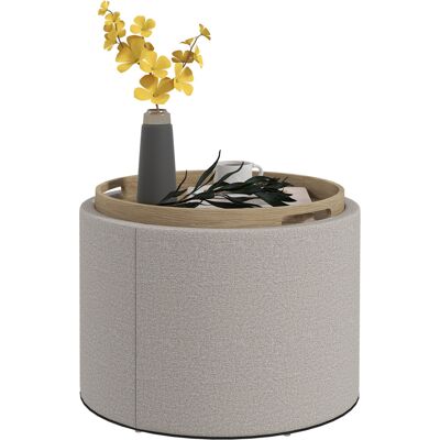 HOMCOM Tabouret Pouf rembourré, Lin, rangement dissimulé, couvercle réversible, 56cm x 56 cm x 42 cm, Gris clair + Naturel - Publicité HOMCOM Tabouret Pouf rembourré, Lin, rangement dissimulé, couvercle réversible, 56cm x 56 cm x 42 cm, Gris clair + Naturel - Publicité