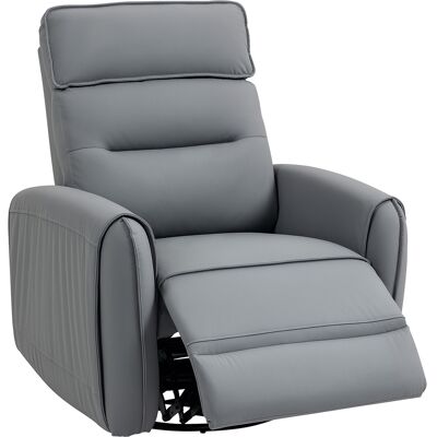 HOMCOM Fauteuil Relax Inclinable Manuel avec Repose-pieds en Tissu Effet Cuir et Base Pivotante, Gris - Publicité HOMCOM Fauteuil Relax Inclinable Manuel avec Repose-pieds en Tissu Effet Cuir et Base Pivotante, Gris - Publicité