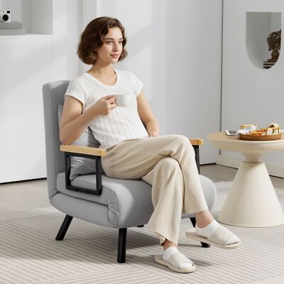 HOMCOM Canapé-lit individuel pliable Canapé-lit convertible 4 en 1 Dossier réglable sur 5 niveaux et coussin 63x73x81 cm Gris - Publicité HOMCOM Canapé-lit individuel pliable Canapé-lit convertible 4 en 1 Dossier réglable sur 5 niveaux et coussin 63x73x81 cm Gris - Publicité