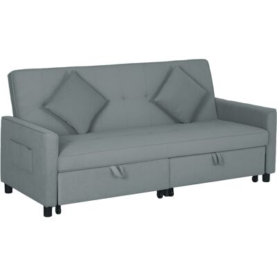 HOMCOM - Canapé convertible - 3 places - Velours Gris - Canapé-lit - Publicité HOMCOM - Canapé convertible - 3 places - Velours Gris - Canapé-lit - Publicité