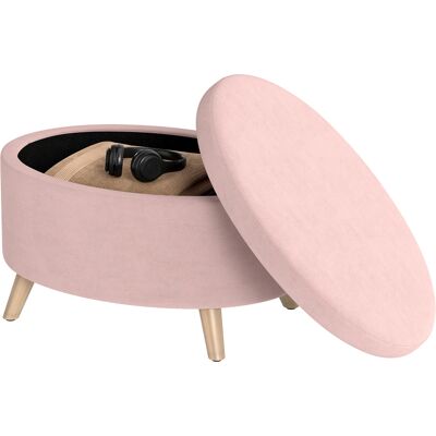 HOMCOM Pouf de Rangement Ovale Banc de Rangement 71x51,5x42 cm Revêtu de Velours avec Pieds en Bois Massif Rose Clair - Publicité HOMCOM Pouf de Rangement Ovale Banc de Rangement 71x51,5x42 cm Revêtu de Velours avec Pieds en Bois Massif Rose Clair - Publicité