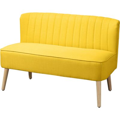 HOMCOM Canapé 2 places en tissu effet lin sans accoudoirs avec pieds en bois, 117x56.5x77 cm, Jaune - Publicité HOMCOM Canapé 2 places en tissu effet lin sans accoudoirs avec pieds en bois, 117x56.5x77 cm, Jaune - Publicité