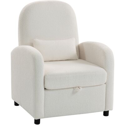 HOMCOM Fauteuil Moderne avec Espace Contenant Escamotable et Coussin, Revêtement en tissu Teddy, 76x77x95 cm, Crème - Publicité HOMCOM Fauteuil Moderne avec Espace Contenant Escamotable et Coussin, Revêtement en tissu Teddy, 76x77x95 cm, Crème - Publicité