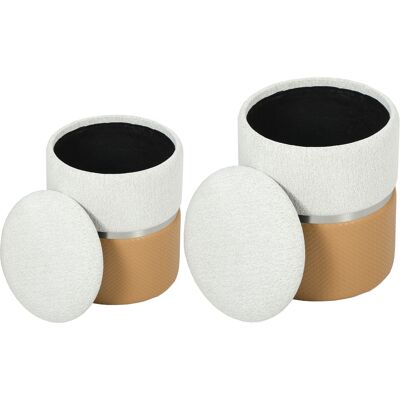 HOMCOM Ensemble de 2 Poufs de Rangement Revêtus en Chenille et PU Assise Rembourrée pour Couloir Chambre Marron et Crème - Publicité HOMCOM Ensemble de 2 Poufs de Rangement Revêtus en Chenille et PU Assise Rembourrée pour Couloir Chambre Marron et Crème - Publicité