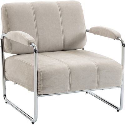 HOMCOM Fauteuil de salon Fauteuil de chambre Rembourrage épais en chenille Beige - Publicité HOMCOM Fauteuil de salon Fauteuil de chambre Rembourrage épais en chenille Beige - Publicité