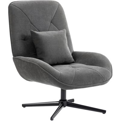 HOMCOM Fauteuil d'accent pivotant, fauteuil rembourré en chenille avec coussin lombaire, dossier haut, assise profonde, gris foncé - Publicité HOMCOM Fauteuil d'accent pivotant, fauteuil rembourré en chenille avec coussin lombaire, dossier haut, assise profonde, gris foncé - Publicité