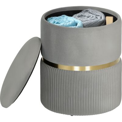 HOMCOM Pouf de rangement rond, pouf recouvert de velours avec couvercle amovible, assise rembourrée et rangement dissimulé, Gris clair - Publicité HOMCOM Pouf de rangement rond, pouf recouvert de velours avec couvercle amovible, assise rembourrée et rangement dissimulé, Gris clair - Publicité