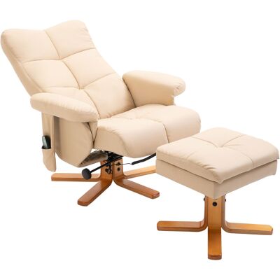 HOMCOM Fauteuil relax massant avec pouf, fauteuil de relaxation pivotant à 360°, dossier inclinable, 80 x 86 x 99 cm, crème - Publicité HOMCOM Fauteuil relax massant avec pouf, fauteuil de relaxation pivotant à 360°, dossier inclinable, 80 x 86 x 99 cm, crème - Publicité