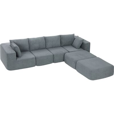HOMCOM Canapé modulable d'angle en tissu effet velours et mousse avec coussins, 294x165x70 cm, Gris foncé - Publicité HOMCOM Canapé modulable d'angle en tissu effet velours et mousse avec coussins, 294x165x70 cm, Gris foncé - Publicité
