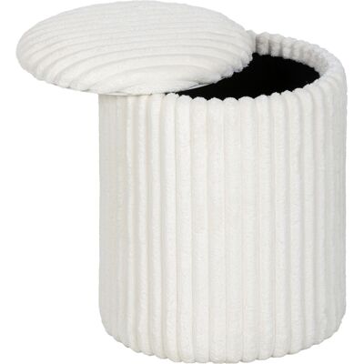 HOMCOM Pouf de rangement avec couvercle réversible, pouf moderne en velours côtelé pour salon et chambre, Blanc - Publicité HOMCOM Pouf de rangement avec couvercle réversible, pouf moderne en velours côtelé pour salon et chambre, Blanc - Publicité