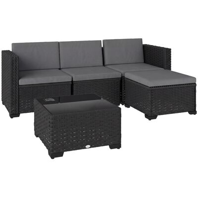 Outsunny Ensemble Modulaire de Jardin en Rotin 5 Pièces avec Coussins, Canapé d'Angle Gris - Publicité Outsunny Ensemble Modulaire de Jardin en Rotin 5 Pièces avec Coussins, Canapé d'Angle Gris - Publicité