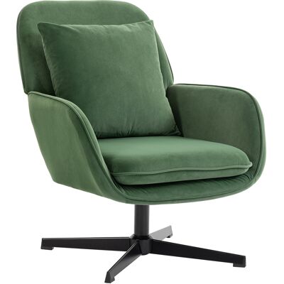 HOMCOM Fauteuil de salon pivotant avec coussin lombaire et revêtement en tissu effet velours, Vert - Publicité HOMCOM Fauteuil de salon pivotant avec coussin lombaire et revêtement en tissu effet velours, Vert - Publicité