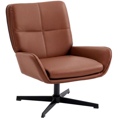 HOMCOM Fauteuil de salon revêtu en PU, fauteuil de lecture avec assise rembourrée, accoudoirs, pieds métalliques, Marron - Publicité HOMCOM Fauteuil de salon revêtu en PU, fauteuil de lecture avec assise rembourrée, accoudoirs, pieds métalliques, Marron - Publicité