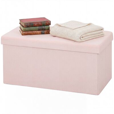 HOMCOM Pouf de rangement, Banc de rangement pliable 84 L 76x38x38 cm Revêtu en lin synthétique Coffre de rangement Rose - Publicité HOMCOM Pouf de rangement, Banc de rangement pliable 84 L 76x38x38 cm Revêtu en lin synthétique Coffre de rangement Rose - Publicité