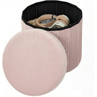 HOMCOM Pouf de Rangement Banc de Rangement Pliable 35 L 38x38x38 cm Revêtu en Velours Coffre de Rangement Rond Rose - Publicité HOMCOM Pouf de Rangement Banc de Rangement Pliable 35 L 38x38x38 cm Revêtu en Velours Coffre de Rangement Rond Rose - Publicité