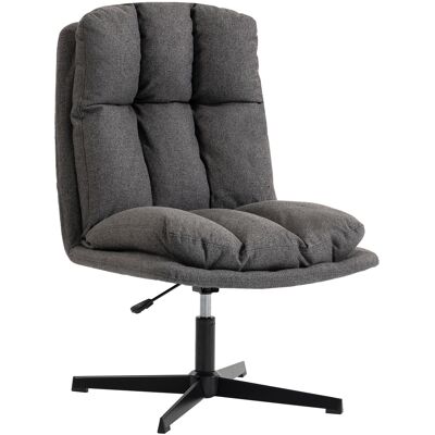 HOMCOM Fauteuil d'appoint pivotant, fauteuil de lecture en tissu effet lin sans accoudoirs avec large assise et pieds métalliques, Gris foncé - Publicité HOMCOM Fauteuil d'appoint pivotant, fauteuil de lecture en tissu effet lin sans accoudoirs avec large assise et pieds métalliques, Gris foncé - Publicité