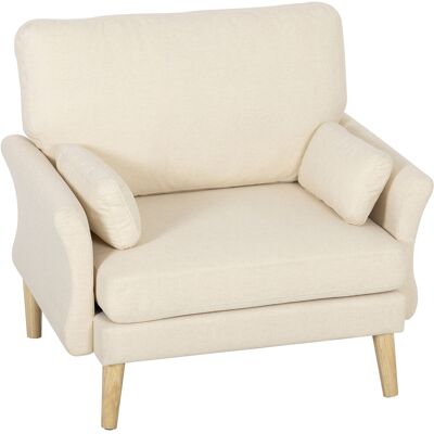 HOMCOM Fauteuil rembourré en velours, fauteuil d'appoint surdimensionné avec pieds en bois, fauteuil de lecture pour salon et chambre, blanc crème - Publicité HOMCOM Fauteuil rembourré en velours, fauteuil d'appoint surdimensionné avec pieds en bois, fauteuil de lecture pour salon et chambre, blanc crème - Publicité