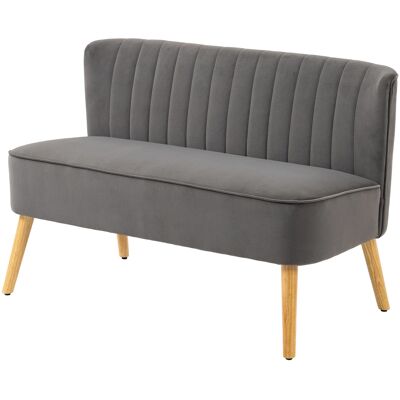 HOMCOM Canapé design rétro 2 places, pieds en bois, 117 cm x 56,5 cm x 77 cm, Gris foncé - Publicité HOMCOM Canapé design rétro 2 places, pieds en bois, 117 cm x 56,5 cm x 77 cm, Gris foncé - Publicité