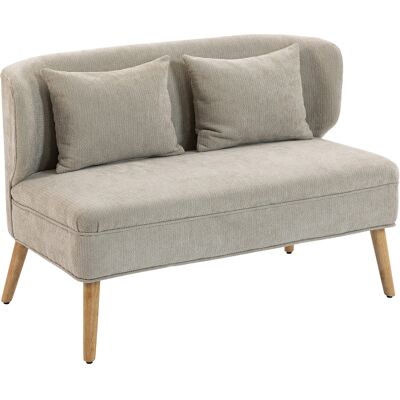 HOMCOM Canapé 2 places, petit canapé en chenille avec dossier à oreilles, assise épaisse, pieds en bois de caoutchouc, Beige - Publicité HOMCOM Canapé 2 places, petit canapé en chenille avec dossier à oreilles, assise épaisse, pieds en bois de caoutchouc, Beige - Publicité