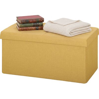 HOMCOM Pouf de Rangement, Banc de Rangement Pliable 84 L 76x38x38 cm Revêtu en Lin Synthétique Jaune - Publicité HOMCOM Pouf de Rangement, Banc de Rangement Pliable 84 L 76x38x38 cm Revêtu en Lin Synthétique Jaune - Publicité