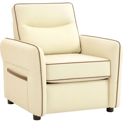 HOMCOM Fauteuil de Salon Moderne avec Rembourrage Épais, Poche Latérale et Revêtement en Similicuir, Beige - Publicité HOMCOM Fauteuil de Salon Moderne avec Rembourrage Épais, Poche Latérale et Revêtement en Similicuir, Beige - Publicité