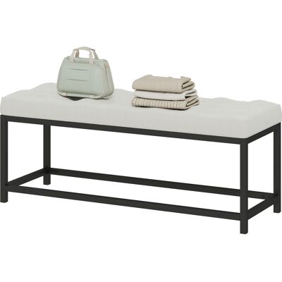 HOMCOM Banc de bout de lit tapissé en velours Design capitonné Base en métal pour chambre Entrée Salon Crème - Publicité HOMCOM Banc de bout de lit tapissé en velours Design capitonné Base en métal pour chambre Entrée Salon Crème - Publicité