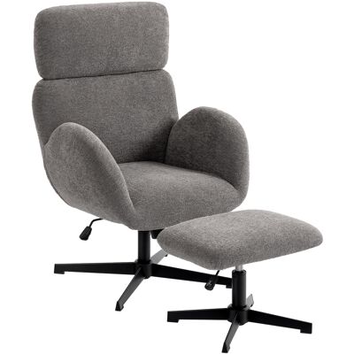 HOMCOM Fauteuil pivotant avec repose-pieds, fauteuil d'appoint réglable en hauteur avec appuie-tête ajustable, fonction basculante, Gris - Publicité HOMCOM Fauteuil pivotant avec repose-pieds, fauteuil d'appoint réglable en hauteur avec appuie-tête ajustable, fonction basculante, Gris - Publicité