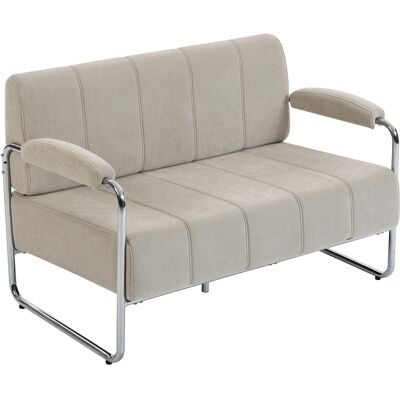 HOMCOM Canapé 2 places moderne revêtu en chenille beige, en acier, mousse et panneau multiplis, 120x73x76 cm - Publicité HOMCOM Canapé 2 places moderne revêtu en chenille beige, en acier, mousse et panneau multiplis, 120x73x76 cm - Publicité