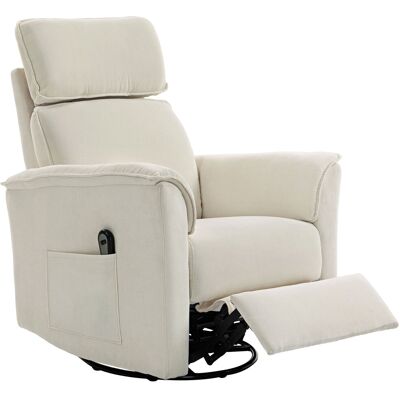 HOMCOM Fauteuil relax électrique avec fonction lit, dossier réglable, appuie-tête pour salon Blanc crème - Publicité HOMCOM Fauteuil relax électrique avec fonction lit, dossier réglable, appuie-tête pour salon Blanc crème - Publicité