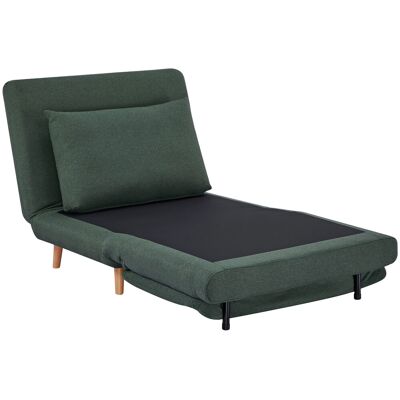 HOMCOM Fauteuil-lit 3-en-1 avec fonction lit, fauteuil-méridienne, dossier réglable, pieds en hêtre, coussin, Vert foncé - Publicité HOMCOM Fauteuil-lit 3-en-1 avec fonction lit, fauteuil-méridienne, dossier réglable, pieds en hêtre, coussin, Vert foncé - Publicité