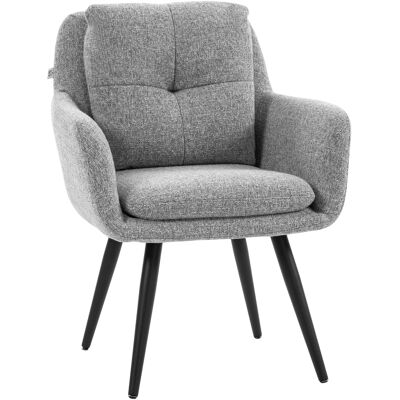 HOMCOM Chaise d'appoint moderne, fauteuil rembourré avec pieds métalliques, aspect lin, gris clair - Publicité HOMCOM Chaise d'appoint moderne, fauteuil rembourré avec pieds métalliques, aspect lin, gris clair - Publicité