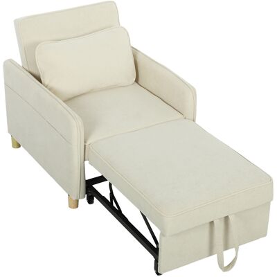 HOMCOM Fauteuil-lit 3 en 1 Convertible avec fonction lit, assise large pour salon, Beige - Publicité HOMCOM Fauteuil-lit 3 en 1 Convertible avec fonction lit, assise large pour salon, Beige - Publicité