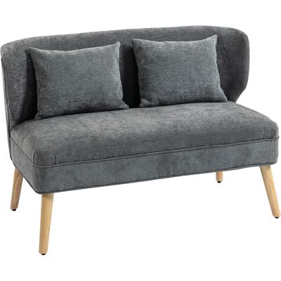 HOMCOM Canapé 2 places, petit canapé en chenille avec dossier à oreilles, assise épaisse, pieds en bois d'hévéa, gris - Publicité HOMCOM Canapé 2 places, petit canapé en chenille avec dossier à oreilles, assise épaisse, pieds en bois d'hévéa, gris - Publicité
