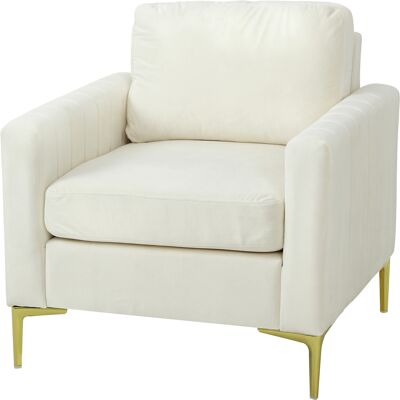 HOMCOM Fauteuil de salon tapissé en velours rembourré Assise large Accoudoirs Coussin 81x77x81 cm crème - Publicité HOMCOM Fauteuil de salon tapissé en velours rembourré Assise large Accoudoirs Coussin 81x77x81 cm crème - Publicité