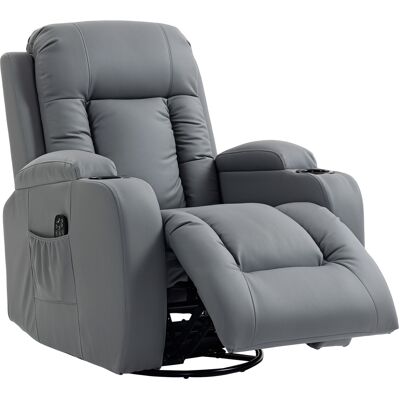 HOMCOM Fauteuil massant avec fonction bascule, allonge et chauffage, 3 modes, pivotant, Gris clair - Publicité HOMCOM Fauteuil massant avec fonction bascule, allonge et chauffage, 3 modes, pivotant, Gris clair - Publicité