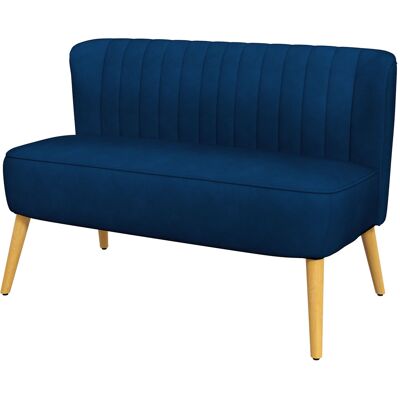HOMCOM Canapé design rétro 2 places, pieds en bois, 117 cm x 56,5 cm x 77 cm, Bleu - Publicité HOMCOM Canapé design rétro 2 places, pieds en bois, 117 cm x 56,5 cm x 77 cm, Bleu - Publicité
