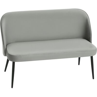 HOMCOM Canapé 2 places, canapé rembourré moderne avec cadre en métal et en bois, revêtement tissu aspect velours, Gris - Publicité HOMCOM Canapé 2 places, canapé rembourré moderne avec cadre en métal et en bois, revêtement tissu aspect velours, Gris - Publicité