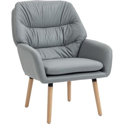 HOMCOM Fauteuil Moderne de Chambre avec Dossier Haut à Double Rembourrage en Tissu Effet Cuir, Gris - Publicité HOMCOM Fauteuil Moderne de Chambre avec Dossier Haut à Double Rembourrage en Tissu Effet Cuir, Gris - Publicité