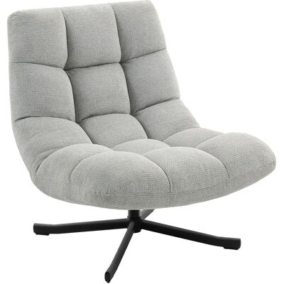 HOMCOM Fauteuil pivotant lounge à large assise, effet chenille déperlant, pieds croisés en acier, Gris clair - Publicité HOMCOM Fauteuil pivotant lounge à large assise, effet chenille déperlant, pieds croisés en acier, Gris clair - Publicité