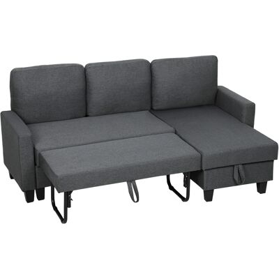 HOMCOM Canapé-lit 3 places avec chaise et espace de rangement, en tissu effet lin, 197x129x85 cm, Gris charbon - Publicité HOMCOM Canapé-lit 3 places avec chaise et espace de rangement, en tissu effet lin, 197x129x85 cm, Gris charbon - Publicité