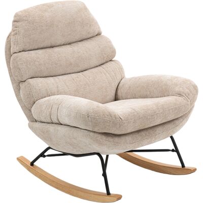 HOMCOM Fauteuil à bascule rembourré avec pieds en acier et patins en bois, blanc crème - Publicité HOMCOM Fauteuil à bascule rembourré avec pieds en acier et patins en bois, blanc crème - Publicité