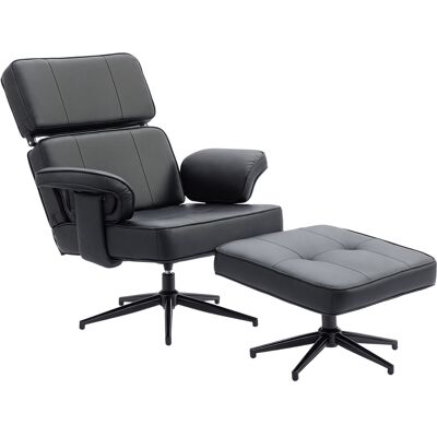 HOMCOM Fauteuil inclinable réglable avec repose-pieds, revêtement en simili cuir, appuie-tête réglable en hauteur, base métallique, Noir - Publicité HOMCOM Fauteuil inclinable réglable avec repose-pieds, revêtement en simili cuir, appuie-tête réglable en hauteur, base métallique, Noir - Publicité