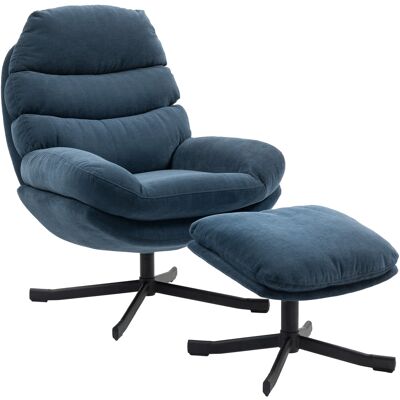 HOMCOM Fauteuil relax avec ottomane Fauteuil lounge en tissu chenille, Fauteuil TV moderne, 78 x 93 x 100 cm, Bleu - Publicité HOMCOM Fauteuil relax avec ottomane Fauteuil lounge en tissu chenille, Fauteuil TV moderne, 78 x 93 x 100 cm, Bleu - Publicité