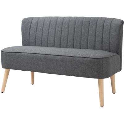 HOMCOM Canapé 2 places, canapé rembourré effet lin, cadre en bois, pour salon chambre, 117 cm, gris - Publicité HOMCOM Canapé 2 places, canapé rembourré effet lin, cadre en bois, pour salon chambre, 117 cm, gris - Publicité